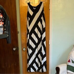 Calvin Klein Black and White Geometric Maxi Dress